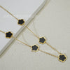 Wholesale Women's Titanium Steel Electroplated Leaves Flower Necklace