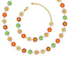Wholesale Women's Titanium Steel Electroplated Plants Flowers Beaded Small Flower Bracelet And Clavicle Chain Necklace