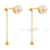 Wholesale Women's 316L Stainless Steel Electroplated Round Bead Chain Earrings