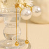 Wholesale Women's 316L Stainless Steel Electroplated Round Bead Chain Earrings