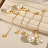 Wholesale Women's 316L Stainless Steel Electroplated Round Bead Chain Earrings