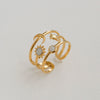 Wholesale Women's Titanium Steel Electroplated Sunflower Open Adjustable Ring