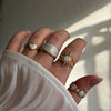 Wholesale Women's Titanium Steel Electroplated Sunflower Open Adjustable Ring