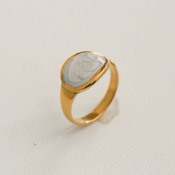 Wholesale Women's Titanium Steel Electroplated Sunflower Open Adjustable Ring
