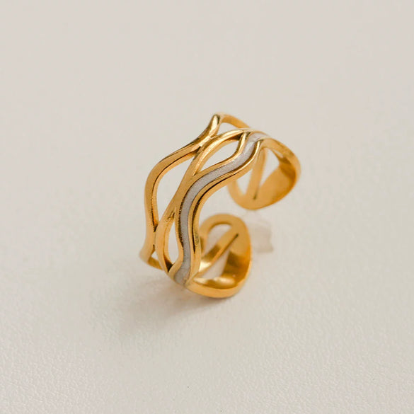 Wholesale Women's Titanium Steel Electroplated Sunflower Open Adjustable Ring