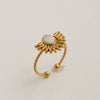 Wholesale Women's Titanium Steel Electroplated Sunflower Open Adjustable Ring