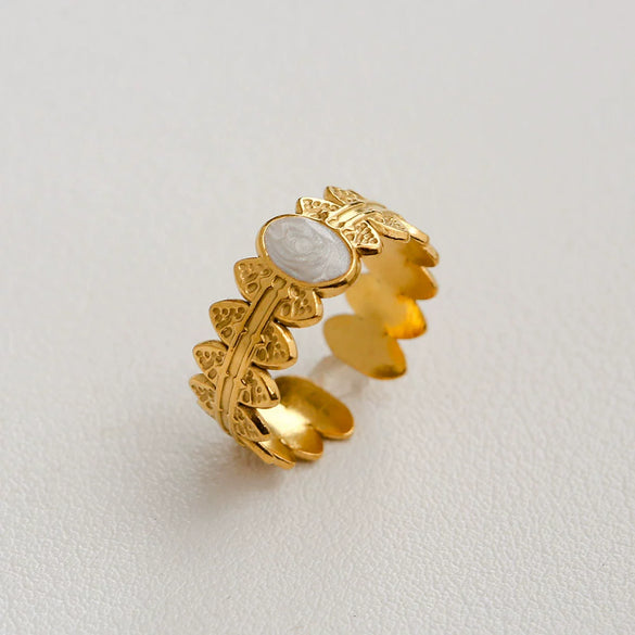 Wholesale Women's Titanium Steel Electroplated Sunflower Open Adjustable Ring