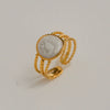Wholesale Women's Titanium Steel Electroplated Sunflower Open Adjustable Ring