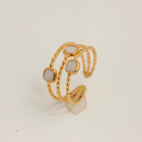 Wholesale Women's Titanium Steel Electroplated Sunflower Open Adjustable Ring