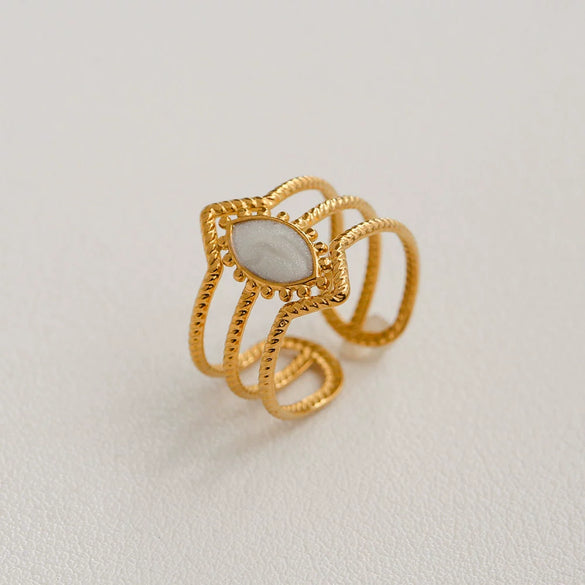 Wholesale Women's Titanium Steel Electroplated Sunflower Open Adjustable Ring