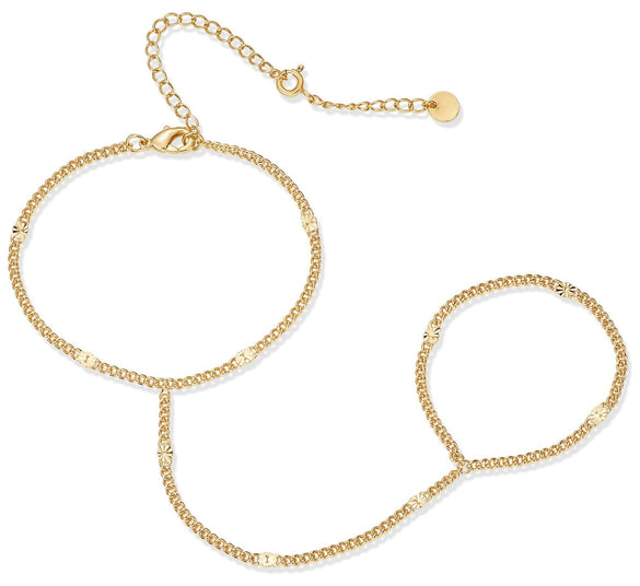 Wholesale Women's Titanium Steel Fashion Bracelet With Small Round Drilled Piece 18K Gold Plated Geometric Pattern Electroplated