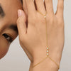 Wholesale Women's Titanium Steel Fashion Bracelet With Small Round Drilled Piece 18K Gold Plated Geometric Pattern Electroplated