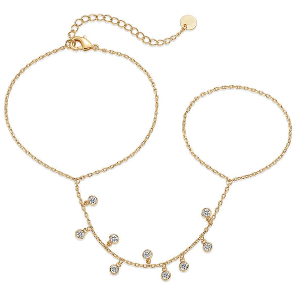Wholesale Women's Titanium Steel Fashion Bracelet With Small Round Drilled Piece 18K Gold Plated Geometric Pattern Electroplated