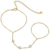 Wholesale Women's Titanium Steel Fashion Bracelet With Small Round Drilled Piece 18K Gold Plated Geometric Pattern Electroplated