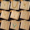 Wholesale Women's Titanium Steel Fashion Creative Simple Pearl Butterfly Colorful Rhinestone Love Pendant Tassel Multi Layer Stacked Necklace With Electroplating