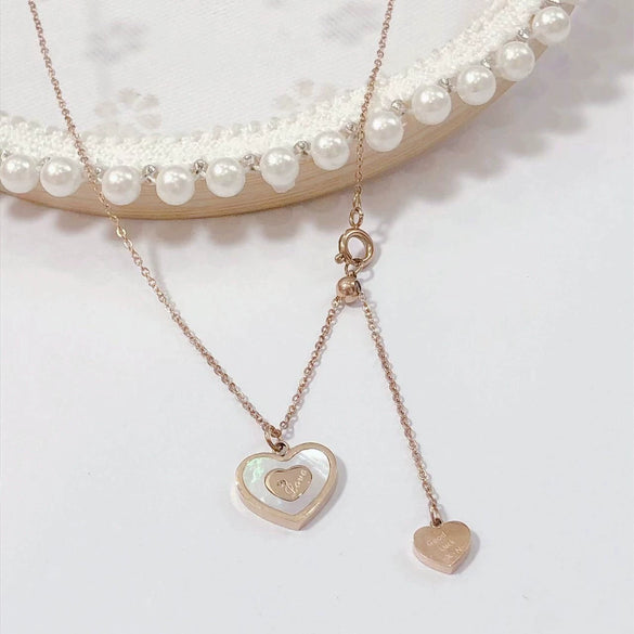 Wholesale Women's Titanium Steel Fashion Light Luxury Geometric Clavicle Chain Necklace With Polish Finish