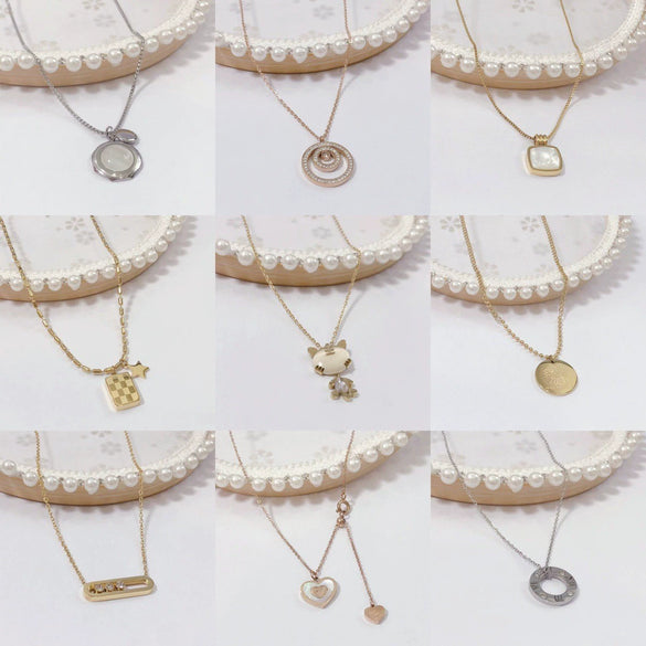 Wholesale Women's Titanium Steel Fashion Light Luxury Geometric Clavicle Chain Necklace With Polish Finish