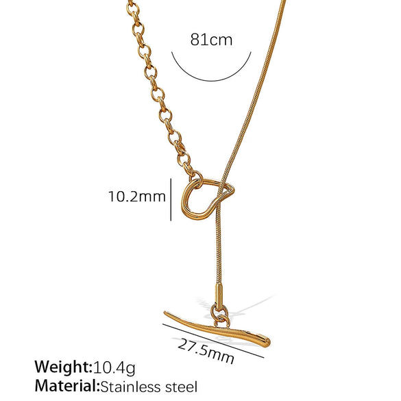 Wholesale Women's 316L Stainless Steel Fashion Ol Stacked Necklace With 18K Gold Electroplating