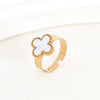 Wholesale Women's Titanium Steel Flower Gold Inlaid Clover Ring