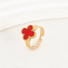 Wholesale Women's Titanium Steel Flower Gold Inlaid Clover Ring