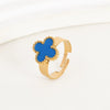 Wholesale Women's Titanium Steel Flower Gold Inlaid Clover Ring