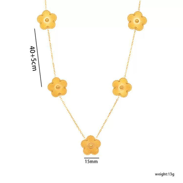 Wholesale Women's Titanium Steel Flower Jewelry Suit With Clover And Plum Blossom Laser Design Electroplated
