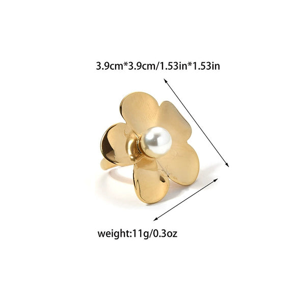 Wholesale Women's Titanium Steel Flower Opening Ring Electroplated Light Luxury Heavy Industry Style