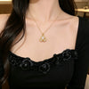 Wholesale Women's Titanium Steel Flower Pendant Necklace With Zirconia Inlay And Oshaped Chain Light Luxury Design