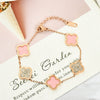 Wholesale Women's Titanium Steel Four Leaf Clover Diamond Bracelet With 18K Rose Gold Non Fading Finish