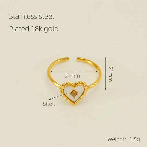 Wholesale Women's Titanium Steel Fourleaf Clover And Heart Love Ring Fashionable Electroplated
