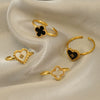 Wholesale Women's Titanium Steel Fourleaf Clover And Heart Love Ring Fashionable Electroplated