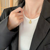 Wholesale Women's Titanium Steel Fourleaf Clover And Leaves Pattern Diamond Mixed Gem Inlay Cross Chain Necklace