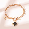 Wholesale Women's Titanium Steel Fourleaf Clover Bracelet With Geometric Design Electroplated