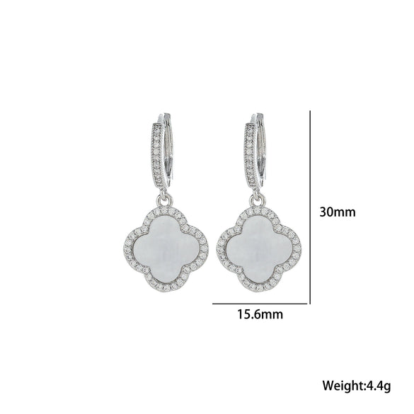 Wholesale Women's Titanium Steel Fourleaf Clover Earrings With Electroplating Treatment