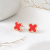 Wholesale Women's Titanium Steel Fourleaf Clover Electroplated Elegant Earrings