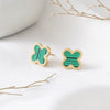 Wholesale Women's Titanium Steel Fourleaf Clover Electroplated Elegant Earrings