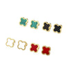 Wholesale Women's Titanium Steel Fourleaf Clover Electroplated Elegant Earrings