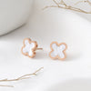 Wholesale Women's Titanium Steel Fourleaf Clover Electroplated Elegant Earrings