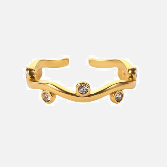 Wholesale Women's Titanium Steel French Retro Ring With Geometric Design And Diamond