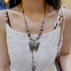 Wholesale Women's Titanium Steel Fresh Flower Pendant Necklace With Mixed Gem Micro Inlay Ochain