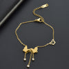 Wholesale Women's Titanium Steel Frosted Geometric Double Butterfly Tassel Bracelet With Polishing
