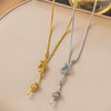 Wholesale Women's Titanium Steel Geometric Beaded Tassel Necklace With Electroplating And Snake Bone Chain