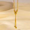 Wholesale Women's Titanium Steel Geometric Beaded Tassel Necklace With Electroplating And Snake Bone Chain
