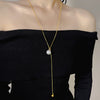 Wholesale Women's Titanium Steel Geometric Beaded Tassel Necklace With Electroplating And Snake Bone Chain