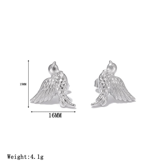 Wholesale Women's Titanium Steel Geometric Bird Earrings With Electroplating