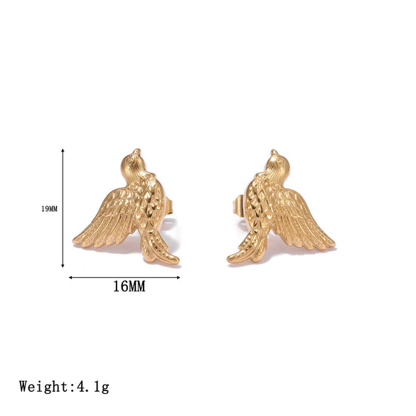 Wholesale Women's Titanium Steel Geometric Bird Earrings With Electroplating