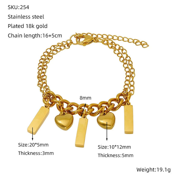 Wholesale Women's Titanium Steel Geometric Bracelet Light Luxury 18K Gold Electroplated