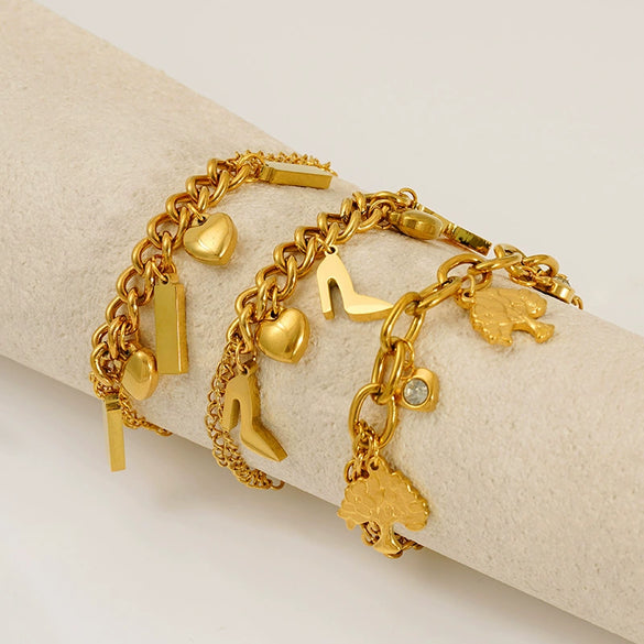 Wholesale Women's Titanium Steel Geometric Bracelet Light Luxury 18K Gold Electroplated