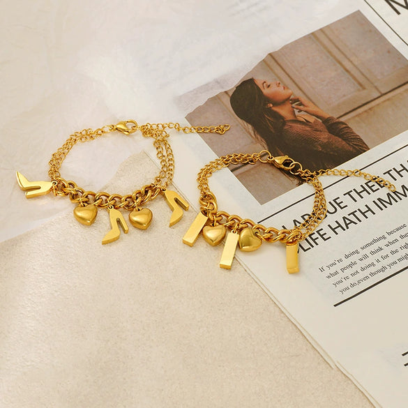 Wholesale Women's Titanium Steel Geometric Bracelet Light Luxury 18K Gold Electroplated