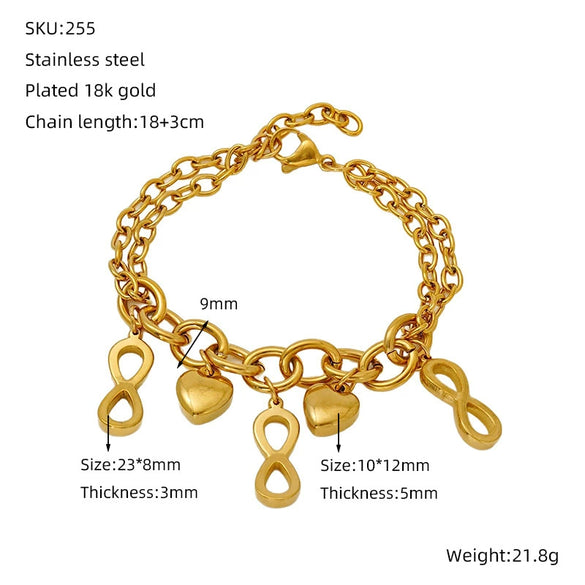 Wholesale Women's Titanium Steel Geometric Bracelet Light Luxury 18K Gold Electroplated